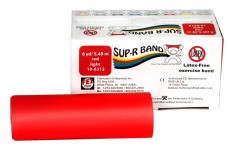 Безлатексная лента эспандер для тренировок Sup-R Band 5,5 м x 12,8 см красная средней плотности